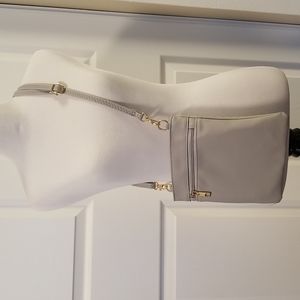 NWOT Grey Faux Leather crossover shoulder purse bag